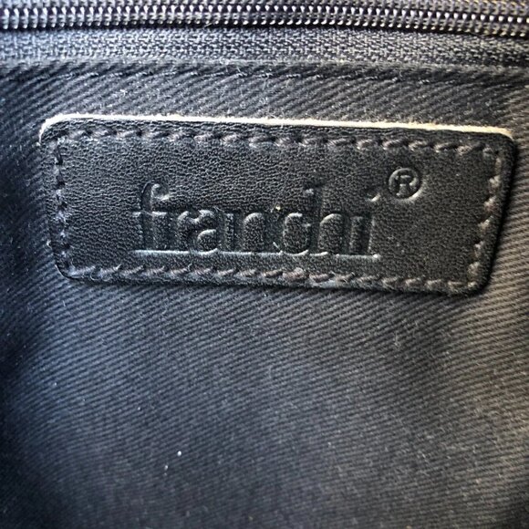 Vintage FRANCHI Square Midcentury Purse Black Leather Buckle Shoulder Hand Bag - Picture 8 of 10